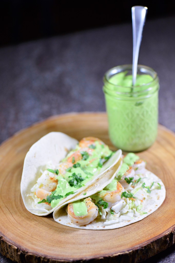 Shrimp Tacos with Cilantro LIme Sauce