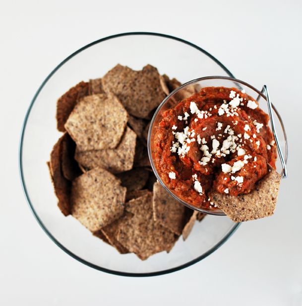 Eggplant Spread with chip bowl